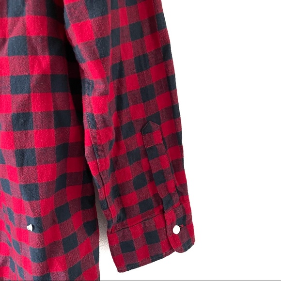 Red and Navy Uniqlo Long Sleeve Flannel - Picture 4 of 5